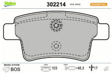 Sada brzdových destiček, kotoučová brzda VALEO 302214