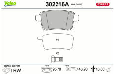 Sada brzdových platničiek kotúčovej brzdy VALEO 302216A
