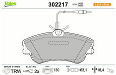 Sada brzdových destiček, kotoučová brzda VALEO 302217