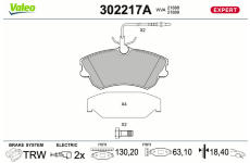 Sada brzdových destiček, kotoučová brzda VALEO 302217A