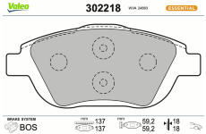 Sada brzdových destiček, kotoučová brzda VALEO 302218