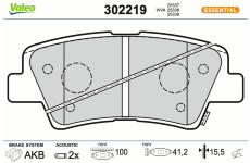 Sada brzdových destiček, kotoučová brzda VALEO 302219