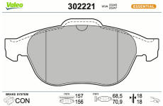 Sada brzdových destiček, kotoučová brzda VALEO 302221