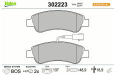 Sada brzdových destiček, kotoučová brzda VALEO 302223