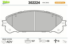 Sada brzdových destiček, kotoučová brzda VALEO 302224
