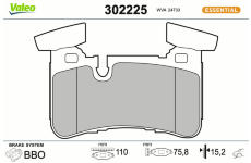 Sada brzdových destiček, kotoučová brzda VALEO 302225
