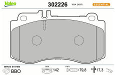 Sada brzdových destiček, kotoučová brzda VALEO 302226
