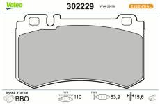Sada brzdových destiček, kotoučová brzda VALEO 302229