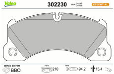 Sada brzdových destiček, kotoučová brzda VALEO 302230