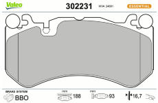 Sada brzdových destiček, kotoučová brzda VALEO 302231