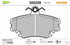 Sada brzdových destiček, kotoučová brzda VALEO 302259