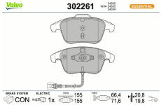 Sada brzdových destiček, kotoučová brzda VALEO 302261