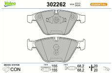 Sada brzdových destiček, kotoučová brzda VALEO 302262