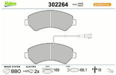 Sada brzdových destiček, kotoučová brzda VALEO 302264