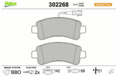 Sada brzdových destiček, kotoučová brzda VALEO 302268