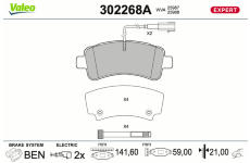 Sada brzdových destiček, kotoučová brzda VALEO 302268A