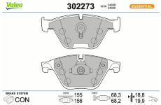 Sada brzdových destiček, kotoučová brzda VALEO 302273