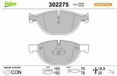 Sada brzdových destiček, kotoučová brzda VALEO 302275