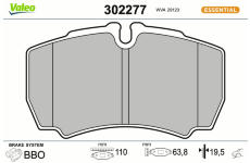 Sada brzdových destiček, kotoučová brzda VALEO 302277
