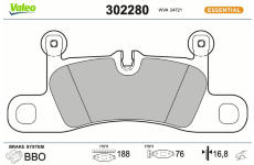 Sada brzdových destiček, kotoučová brzda VALEO 302280