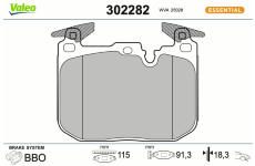 Sada brzdových destiček, kotoučová brzda VALEO 302282