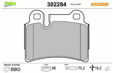 Sada brzdových destiček, kotoučová brzda VALEO 302284