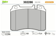Sada brzdových destiček, kotoučová brzda VALEO 302286