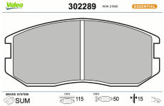 Sada brzdových destiček, kotoučová brzda VALEO 302289