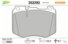 Sada brzdových destiček, kotoučová brzda VALEO 302292