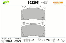Sada brzdových destiček, kotoučová brzda VALEO 302295