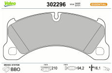 Sada brzdových destiček, kotoučová brzda VALEO 302296