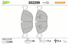 Sada brzdových destiček, kotoučová brzda VALEO 302299