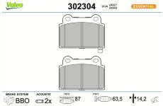 Sada brzdových destiček, kotoučová brzda VALEO 302304