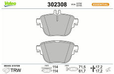 Sada brzdových destiček, kotoučová brzda VALEO 302308