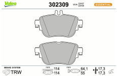 Sada brzdových destiček, kotoučová brzda VALEO 302309