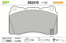 Sada brzdových destiček, kotoučová brzda VALEO 302310