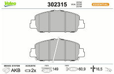 Sada brzdových destiček, kotoučová brzda VALEO 302315