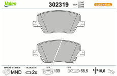 Sada brzdových destiček, kotoučová brzda VALEO 302319