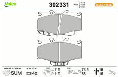 Sada brzdových destiček, kotoučová brzda VALEO 302331