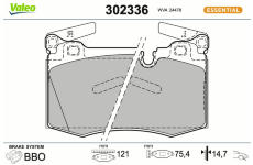 Sada brzdových destiček, kotoučová brzda VALEO 302336