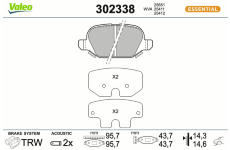 Sada brzdových destiček, kotoučová brzda VALEO 302338