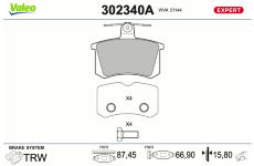 Sada brzdových destiček, kotoučová brzda VALEO 302340A