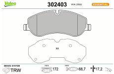 Sada brzdových destiček, kotoučová brzda VALEO 302403