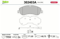 Sada brzdových destiček, kotoučová brzda VALEO 302403A