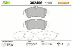 Sada brzdových destiček, kotoučová brzda VALEO 302406