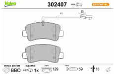 Sada brzdových destiček, kotoučová brzda VALEO 302407