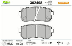 Sada brzdových destiček, kotoučová brzda VALEO 302408