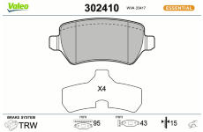 Sada brzdových destiček, kotoučová brzda VALEO 302410