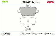 Sada brzdových destiček, kotoučová brzda VALEO 302411A