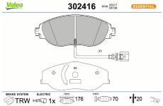 Sada brzdových destiček, kotoučová brzda VALEO 302416